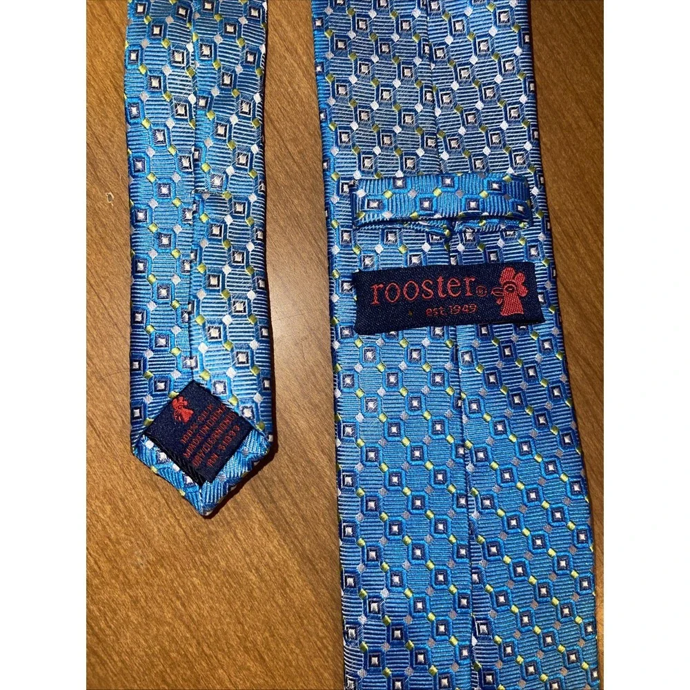 Rooster Repp Neck‎ Tie Men Blue Geometric Colorful Business Wedding Resort